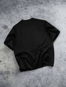 Manfinity Sport Corelite Áo thun và áo ba lỗ thể thao nam cổ tròn tay ngắn vai rớt phối màu tương phản, kiểu dáng thường ngày, thích hợp cho mùa hè. - màu đen - Xem 2