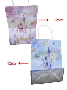 4/6/12/24 Túi quà tặng chủ đề Công chúa và Hoàng tử, Túi quà tặng chủ đề Lâu đài Hoàng tử và Công chúa, Túi đựng đồ ăn nhẹ có tay cầm chủ đề Công chúa, Đồ dùng cho Tiệc tiết lộ giới tính và Đám cưới - Nhiều màu - Xem 8
