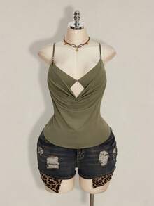 SHEIN ICON 大码女式绿色吊带背心 - 綠色 - 查看 3