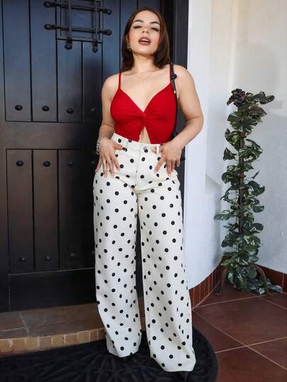 Lupita Cardoza Pantalones vaqueros casuales con estampado de lunares para mujer, pantalones con estampado de lunares, pantalones con estampado de lunares, pantalones lindos, pantalones casuales para mujer, pantalones vaqueros holgados con estampado de lunares