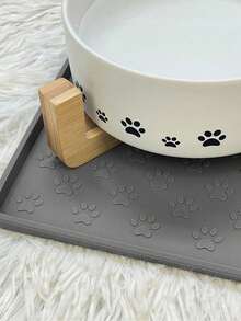 Silicone Many Paw Prints Pet Placemat - Grey - View 6