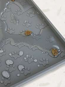 Silicone Many Paw Prints Pet Placemat - Grey - View 9