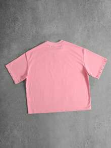 ROMWE MEN Camiseta de manga corta con estampado y tachuelas para hombre - Rosa - Ver 3