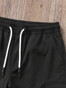 Manfinity Joysei Plus Size Men's Cargo Shorts, Suitable For Commuting, Travel, Casual, Weekend Outings, Outdoor Activities, And Social Occasions Streetwear Men Shorts Black New York Short For Men Men Black Cargo Shorts Men Shorts Pocket Cargo Jorts - Black - View 4
