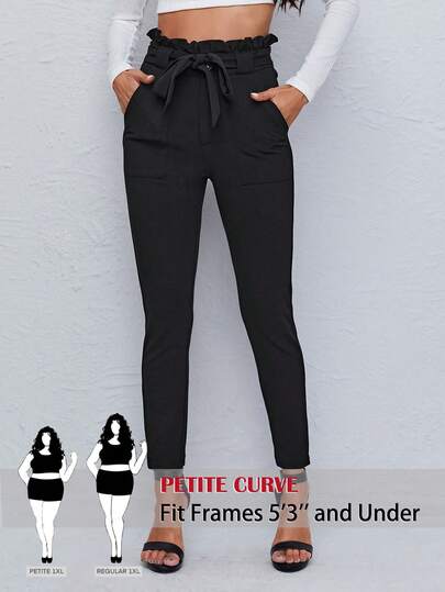 SHEIN PETITE CURVE Plus Size New Plus Size Women's Petite Girls Casual Everyday Commute Versatile Solid Color Paper Bag Waist Belt Skinny Pants With Pockets, Suitable For Vacation  With Pockets  Wide Leg Elegant Pants Straight Leg Elegant Commuter Pants,High-Waisted Makes You Look Slimmer And Your Legs Longer, Suitable For Petite Women.High-Waisted Makes You Look Slimmer And Your Legs Longer, Suitable For Petite Women.Suitable For All Seasons And Occasion,Suitable For Petite Girls& Women, Summer Pants Summer Summer Pants Summer Outfits Summer Holiday Outfits Long Summer Pants For Women Spring Outfit ,Wide-Leg Pants,Office Pants,Pants,Elegant Pants,Casual Pants, High-Waisted Slimming Wide-Leg Pants For Summer,Elegant Women's Ceremony Pants ,Elegant Pants For Party,Elegant Pants For Ladies,Elegant Long Pants, Vacation Outfits Women,Holiday Outfits For Women,Summer Holiday Outfits,Summer Vacation Outfits,Casual Pants For Women ,Casual Pants For Women
