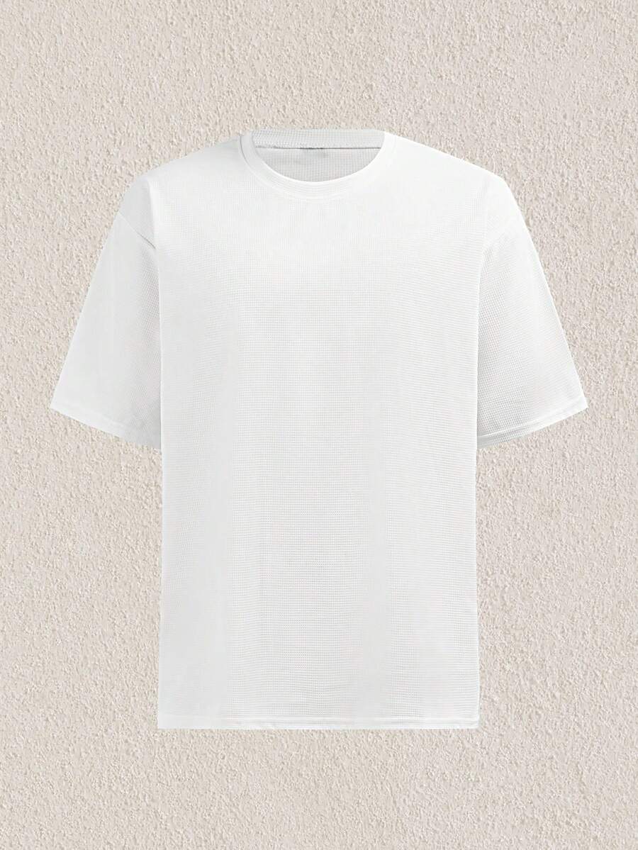 Mercer Haus 男士新款针织圆领短袖T恤，休闲简约，夏季款 - 白色 - 查看 1