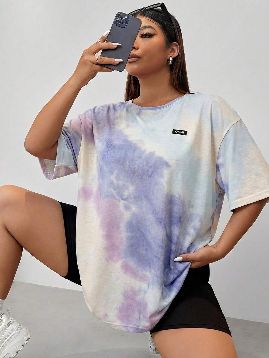 Muchica 夏季大码休闲扎染印花T恤 - 彩色 - 查看 1