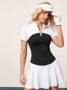 CourtClass Women Golf Apparel - Black and White - View 4
