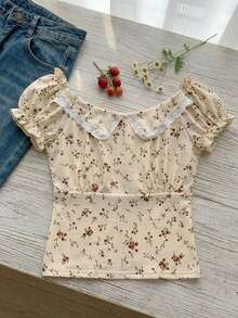 Áo thun ngắn tay in họa tiết tối giản dành cho bé gái tuổi teen - Màu vàng - Xem 1