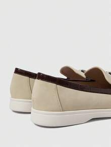 Sleekvia Ladies Stone Pattern Detail College Comfort Flat Loafers - Apricot - View 5