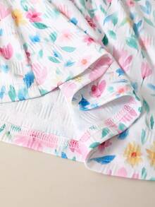 SHEIN Newborn Baby Pink Dress & Bow Headband Set, Cute Princess Style - Pink - View 7