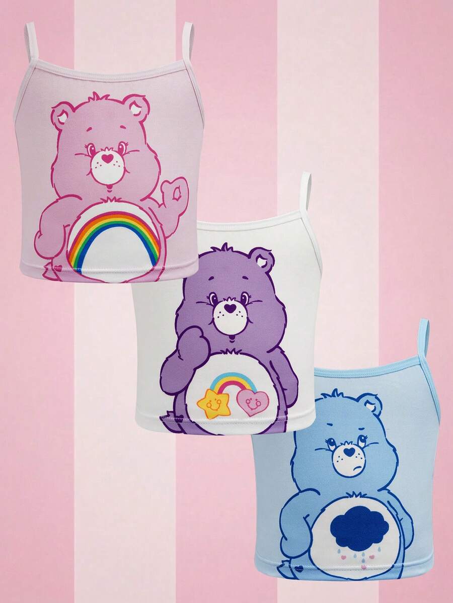 SHEIN X Care Bears Áo lót hai dây in hình gấu dành cho bé gái - Nhiều màu - Xem 1