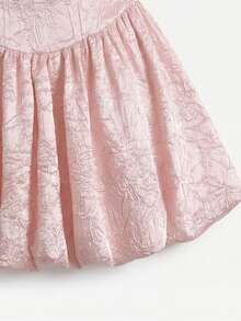 Modelyn 女士春夏粉色编织纹理无肩带无袖A字腰身优雅浪漫连衣裙 - 粉色 - 查看 10