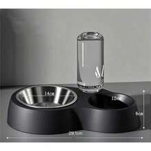 Bát đựng thức ăn và nước uống 2 trong 1 bằng thép không gỉ màu đen IPc, phù hợp cho mèo nhỏ/trung bình, chó, thỏ và các vật nuôi khác. - 500ml - Xem 1