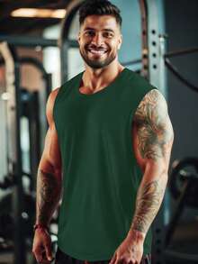 GymBeat 男士运动T恤和背心 - 墨綠色 - 查看 6