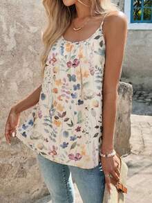 SHEIN Clasi 新款女士优雅碎花吊带背心，可叠穿或单穿，百搭实用，适合各种场合，夏季必备 - 彩色 - 查看 6