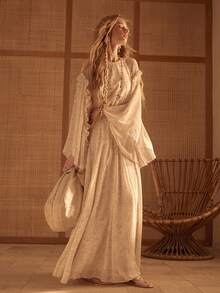 MOTF STUDIO ALL OVER PRINT RUFFLE TRIM DRESS - Apricot - View 6