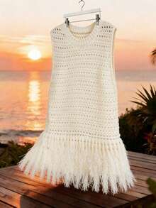 GlowEve Áo len dệt kim phối màu thời trang Âu Mỹ mới về - Màu be - Xem 3