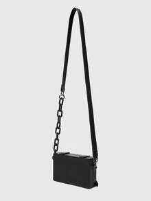 ROMWE Avant Túi Crossbody Nữ Khóa Chuỗi màu trơn Tay cầm Top Punk - màu đen - Xem 3