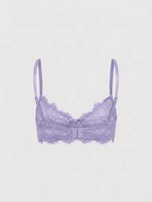 ROMWE Plus Size Gothic Floral Lace Underwire Triangle Cup Bra - Mauve Purple - View 2