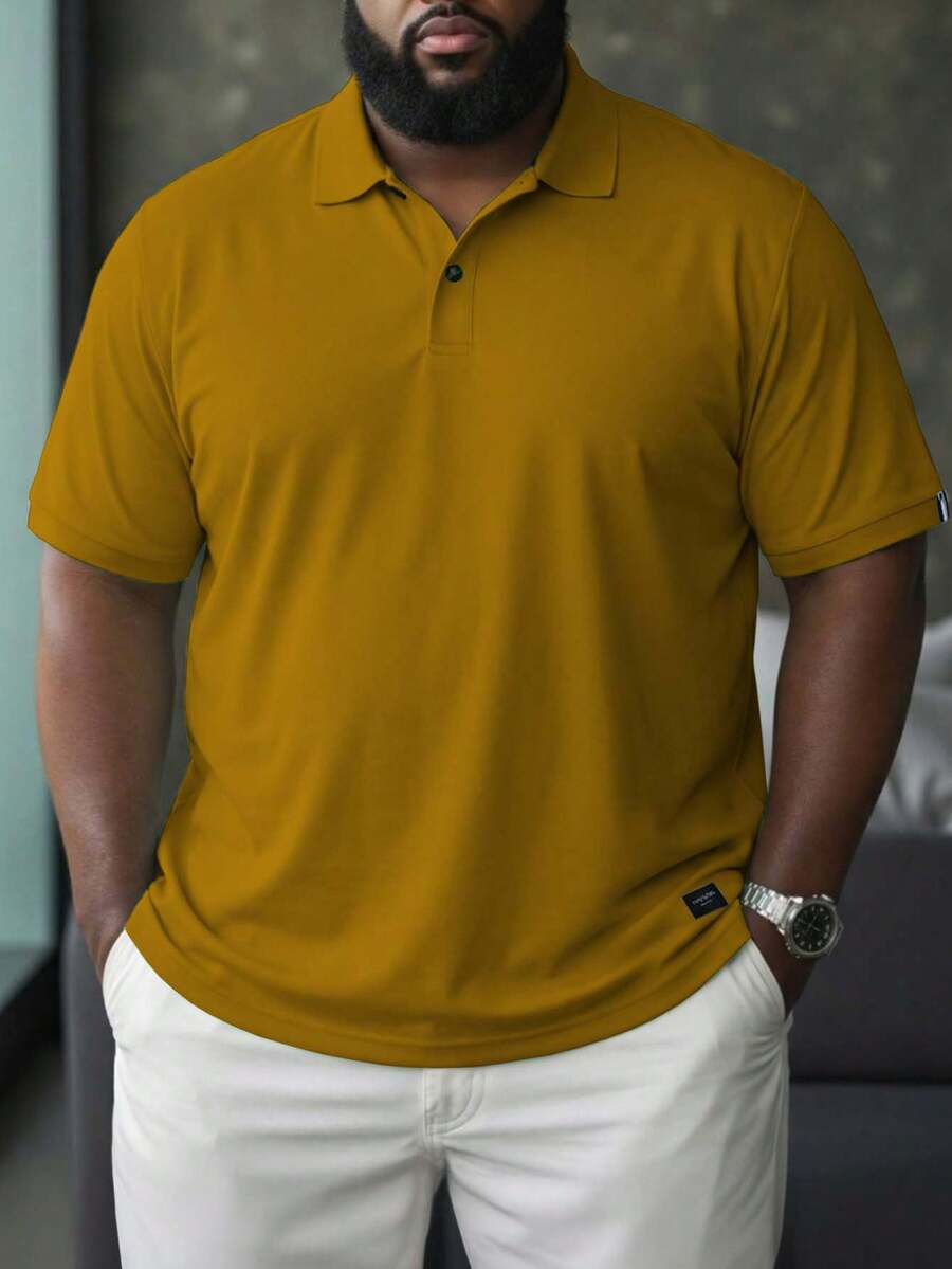Manfinity Homme 男士休闲通勤刺绣短袖 Polo 衫 高尔夫球衫 男士休闲 Polo 衫 男士夏季 Polo 衫 纯色 Polo 衫 男士短袖 Polo 衫 男士休闲 Polo 衫 男士 Polo 衫 男士短袖 Polo 衫 - 黃色 - 查看 1