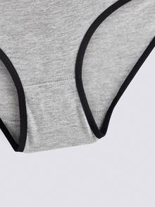 Loungeista 6pcs Simple Sports Mid-Waist Triangle Underwear With Letter Print - Black and White - View 4