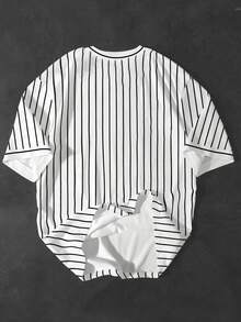 Manfinity EMRG 男士休闲条纹短袖T恤，夏季 - 彩色 - 查看 3