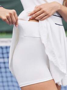 CourtClass Women's Sports Contrast Lace Dress - Blue and White - View 7