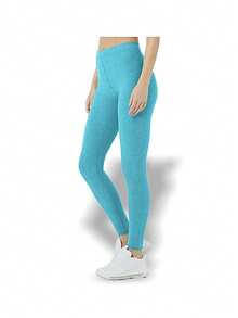 Alo Yoga Leggings HIGH WAIST ALOFT BLISSFUL Sweat Absorption Breathable Lightweight Solid Good Elasticity Easy To Wash Yoga Daily Women Lake Blue W5941R - BRIGHT AQUA HEATHER - 湖藍色 - 查看 3