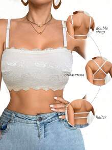 女士蕾丝无钢圈文胸 1 件装 - 白色 - 查看 1