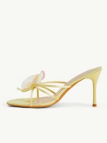 CUCCOO CHICEST Summer New Yellow Flower Thin Heel Pointed Fashion Women's High Heel Sandals Summer Shoes - Yellow - View 4