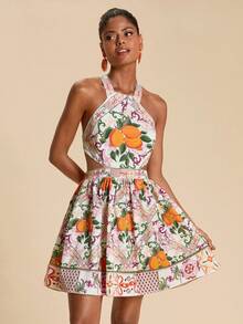 Travachic Vestido de Férias com Estampa Tropical Feminino, Looks de Férias de Verão, Vestidos Elegantes para Festa, Vestidos de Luxo para Casamentos, Vestido de Formatura, Vestido de Cerimônia, Vestido de Madrinha, Vestido de Praia de Férias, Vestido de Verão, Férias Tropicais, Looks Boêmios, Looks de Ibiza, Estilo Ocidental - Multicolorido - Visão 5