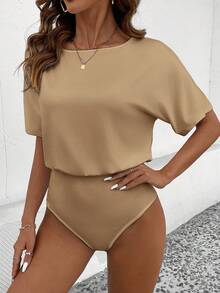 SHEIN LUNE Body de algodón de unicolor minimalista y casual, adecuado para primavera/verano - Multicolor - Ver 5