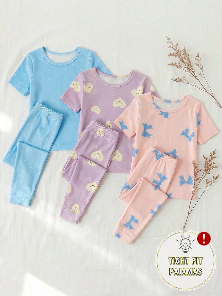 Bộ đồ ngủ 6 món cho bé gái, gồm áo thun ngắn tay và quần legging, kiểu dáng ôm sát, thích hợp mặc ở nhà. Thiết kế tối giản, chất liệu vải dệt kim co giãn và thoáng khí, có thể giặt máy, thoải mái khi mặc và dễ bảo quản (2 bộ bán riêng lẻ). - Nhiều màu - Xem 1
