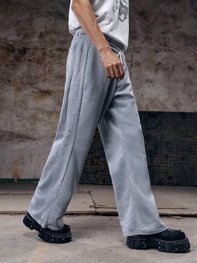 Skyrend מכנסי טרנינג 2 ב-1 לגברים עם פסים מנוגדים, אפור בהיר, מכנסי טרנינג מתרחבים לגברים, מכנסי טרנינג רחבים לגברים, מכנסי טרנינג אפורים מתרחבים, טרנינג מתרחבים לגברים, מכנסי טרנינג מתרחבים