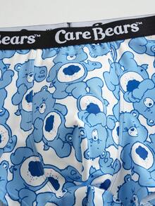 SHEIN X Care Bears 男士卡通印花平角内裤 - 藍色 - 查看 6