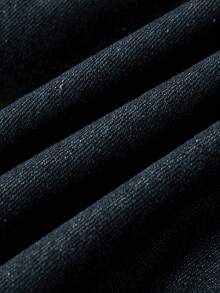 SHEIN MOD Áo sơ mi denim tay loe, thắt eo, dáng rộng, thêu họa tiết, dành cho nữ, thích hợp mặc mùa xuân. - màu đen - Xem 5