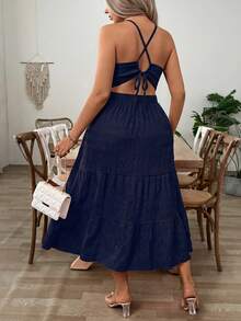 Weeklong Vestido casual de talla grande de unicolor con escote halter y espalda descubierta - azul real - Ver 2