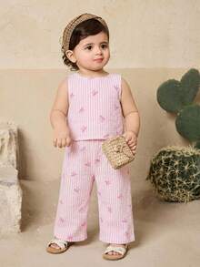 Travachic KIDS Babygirl Cute Ruffle Sleeveless Top And Pants Set, Summer - Multicolor - View 3