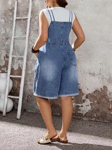 Mature Denim Plus Size Casual Denim Jumpsuit - Medium Wash - View 2