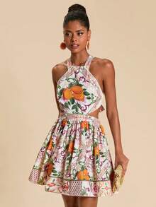 Travachic Vestido de Férias com Estampa Tropical Feminino, Looks de Férias de Verão, Vestidos Elegantes para Festa, Vestidos de Luxo para Casamentos, Vestido de Formatura, Vestido de Cerimônia, Vestido de Madrinha, Vestido de Praia de Férias, Vestido de Verão, Férias Tropicais, Looks Boêmios, Looks de Ibiza, Estilo Ocidental - Multicolorido - Visão 4