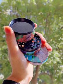 Durable Zinc Alloy 4-Layer Manual Herb Grinder, Cartoon Design Sharp Teeth Metal Grinder With Strong Magnetic Lid, Premium Smoker Accessories Rolling Kit, Compact Portable Gift For Adults Holiday Birthday - Green - View 6