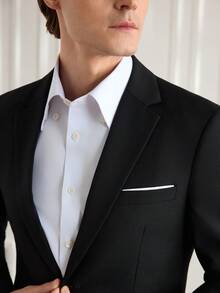 Officeau Men's 2pcs Black Suits, Blazer&Pants, For Formal Business/ Office - Black - View 9