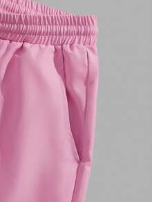 Manfinity Homme Men's Standard Size White Short Sleeve T-Shirt And Pink Woven Shorts Set - Multicolor - View 4