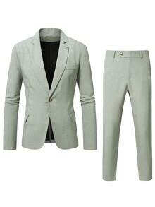 Calvornis Bộ vest công sở thường ngày dành cho nam, Bộ vest màu trơn gồm áo khoác và quần, Bộ vest cưới, trang phục thường ngày đơn giản, thời trang dành cho nam, Phù hợp cho ngày lễ tình nhân, kỷ niệm và các dịp khác, Là món quà tuyệt vời cho bạn trai hoặc chồng của bạn. - xanh quân đội - Xem 5