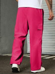 Manfinity Homme Pantalones casuales sueltos de unicolor talla grande - Rosa Fucsia - Ver 2