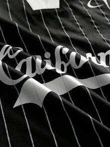 EVRINFINITE 男士V领短袖Polo衫，休闲印花T恤，夏季 - 黑色 - 查看 5