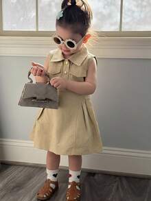 Dazy Kids Baby Girls Sleeveless Casual Midi Dress, Summer Toddler Girls Clothes - Khaki - View 1