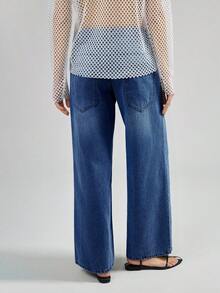 Ontre Quần jeans nữ dáng suông, có túi, kiểu dáng thường ngày, đa năng, thích hợp cho việc đi lại trong thành phố, phong cách tối giản, thời trang công sở. - Rửa tối - Xem 6