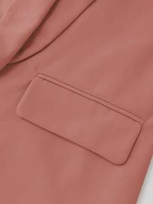 Lumivelle Blazer de manga larga minimalista de unicolor para mujer, para uso diario - Rosa - Ver 4